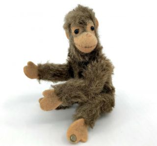 Steiff Jocko Chimp Mohair Plush 10cm 4in Jointed 1950s Id Button Vintage Monkey
