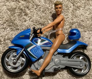 Barbie Pink Passport Ken Doll (nude) And Motorcycle 2017 Mattel Rare Htf