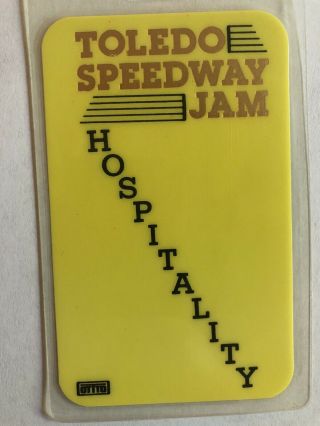 Toledo Speedway Jam Hospitality Laminate Pass From Mid 1980’s Concert Festival
