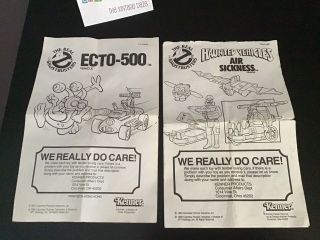 Vtg 1988 1986 The Real Ghostbusters Ecto - 500 & Air Sickness Paper Instructions