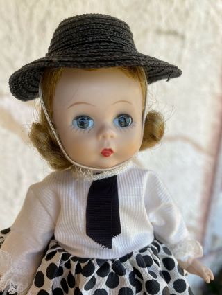 8 " Vintage Madame Alexander Alex Doll In Polka Dots 1950s Bent Knee Walker