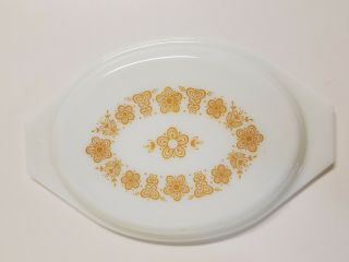 Pyrex Gold Butterfly Replacement Oval Casserole Dish Lid Only 945c Milk Glass