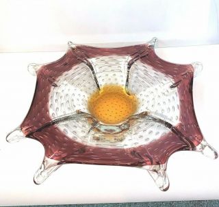 Vintage Murano Art Glass Bowl Or Dish,  Sunflower