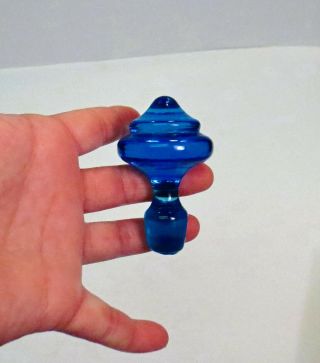 Vtg Mid Century Modern Blenko Pilgrim Blue Mushroom Ufo Decanter Bottle Stopper