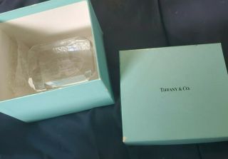 Vintage 4 " Crystal Art Glass Bank Advertising Tiffany & Co.  Paperweight & Box Nr
