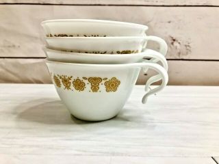 Vintage Corning Corelle Butterfly Golden Coffe Tea Cups Hook Handle Set Of 4