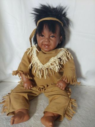 Vintage Native American Pat Secrist Laughing 22 " 1994 Doll.