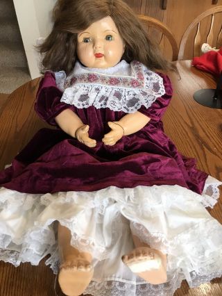 Big Acme Girl Doll 26 " Vintage Pre1920 