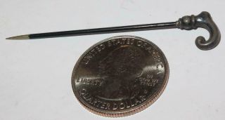 Antique 19th Century Miniature Tiny Silver Walking Stick Cane Stickpin