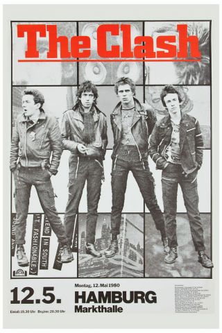 Punk: The Clash At Hamburg Germany Concert Poster 1980 12x18