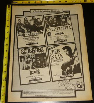 Deep Purple Ritchie Blackmore Joe Lynn Turner Tower Theater Pa Concert Ad 1991