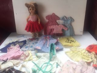 Vintage 10” Tiny Terri Lee With 14 Dresses Case / Wardrobe 2 W/ Tags