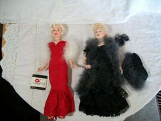 Rare Marilyn Monroe Dolls Red Dress Certified 2/1/83 & Mae West Effanbee
