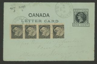 Canada Stamp Scott 34 (x 4) On 1896 Cover One Cent Letter Card From Stewiacke