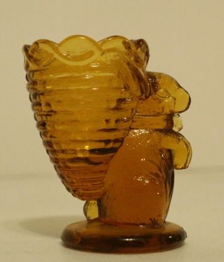 Vintage Amber Art Glass 3 1/8 " Tall Egg Cups Easter Rabbit Bunny
