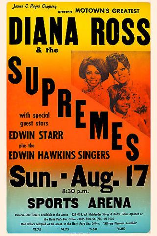 Motown: Diana Ross & The Supremes Concert Poster 1969 12x18