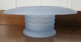 Pale Blue Matt Surface Pressed Glass Posy Bowl Bagley Antique Art Deco