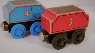 Thomas The Tank Engine,  Wooden Box Car,  Coal,  Red/blue 4/5 Magnetic Train Cars