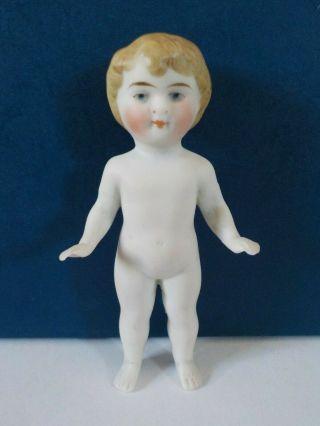 Antique German Bisque Small Frozen Charlotte Doll 3 1/2 Inches Tall