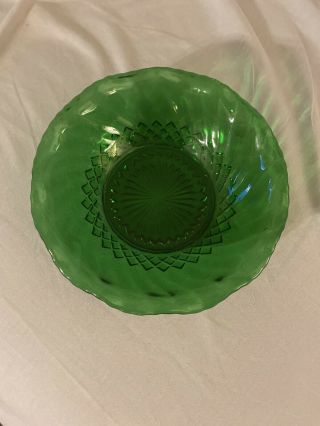 Vtg Emerald Dark Green Depression Glass Bowl 6 1/2” Bowl