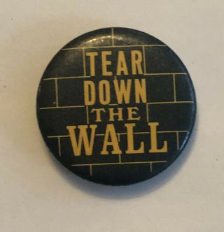 Vintage Pink Floyd Tear Down The Wall Pinback Button 80s 1980 Rainbow Pin