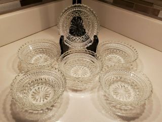 Set Of 6 Anchor Hocking Wexford 5.  25 " Desert Fruit Berry Clear Glass Bowl