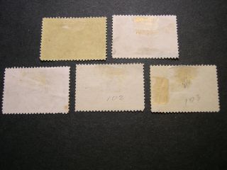 Canada 1908 set Scott 96,  98,  100,  102,  104 CV $450 HZB 2