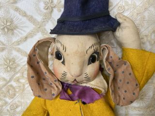 VINTAGE ANTIQUE UNCLE WIGGILY STORY BOOK RABBIT BUNNY CLOTH STUFFED DOLL 18 