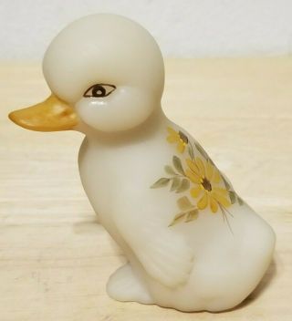 Fenton Art Glass Brown/beige Baby Duck Duckling Custard Satin Signed