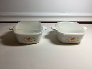 Corning Ware Wildflower Pattern P 43 B Mini Casserole Dishes With Snap On Lids