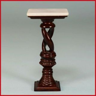 Vintage Coronation X - Acto Dollhouse Miniature Wood Marble Plant Stand Table