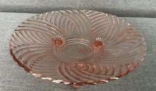 Vintage Pink Depression Glass 3 - Footed Serving Bowl,  Candy Dish Lovely