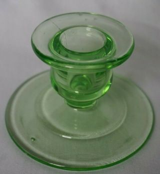 Vintage Vaseline Uranium Depression Glass Candle Holder