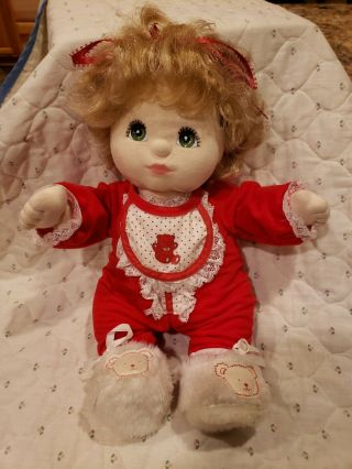 Very Pretty My Child Doll Blond Hair Green Eyes Red Pajamas And Slippers W Bib