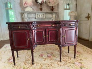 Vintage Miniature Dollhouse Early Bespaq Cherry Wood Buffet Sideboard Credenza