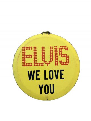 Elvis We Love You Yellow Vintage Metal Pin Collectible Elvis Presley