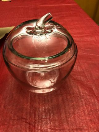 Vintage Anchor Hocking Apple Jar W - Lid Clear Glass Cookie Jar Canister 7.  5 "