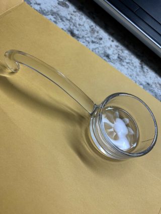 Vintage Small Depression Era Etched Flower Glass Condiment Spoon/ladle/flat Btm