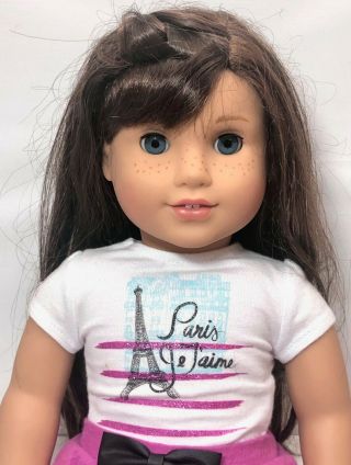 American Girl Doll With Brown Hair,  Blue Eyes,  Freckles - 18 In.
