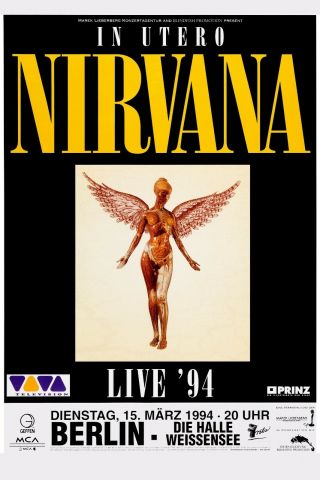 Grunge: Nirvana In Utero German Concert Poster 1994 12x18