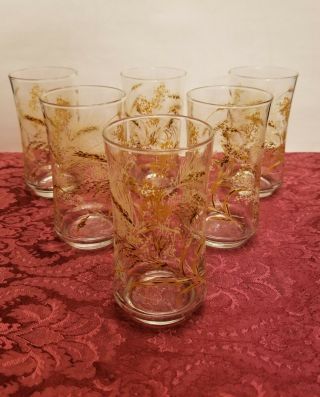 Set Of 6 Libbey Vintage Wheat Glasses Water Glasses