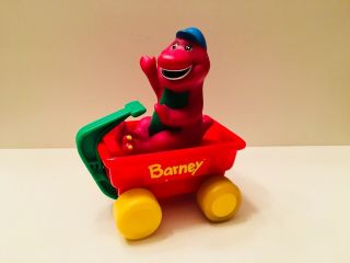 Vintage 90’s Barney & Friends Dinosaur Red Wagon Collectible Kid’s Toy Figure