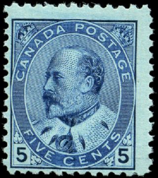Canada 91 F Og Nh 1903 King Edward Vii 5c Blue Cv$225.  00