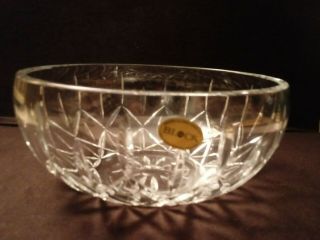 Block Crystal Bowl Made In Poland Mouth Blown Hand Cut 24 Lead Crystal 9.  5 Inch