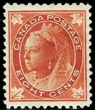 Canada 1897 Scott 72,  Mint/lh,  Fog,  8c Orange " Queen Victoria " Very Fine