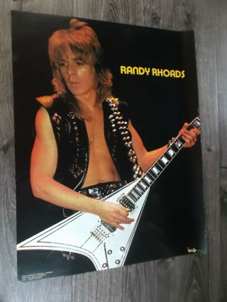 1985 Ozzy Guitarist Randy Rhoads W/guitar Poster Nos 22 " X 17 "