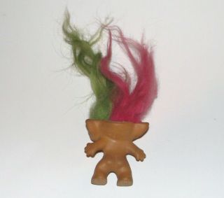 Vintage Two Headed Troll Doll pink & green Hair 1965 Uneeda 2