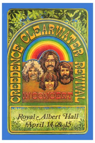 Rock: Creedence Clearwater Revival Royal Albert Hall Concert Poster 1970 12x18
