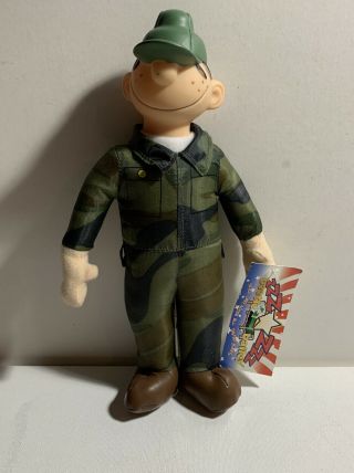 Beetle Bailey Plush Doll 8” Army Camouflage - Comic Strip Character Missing Belt