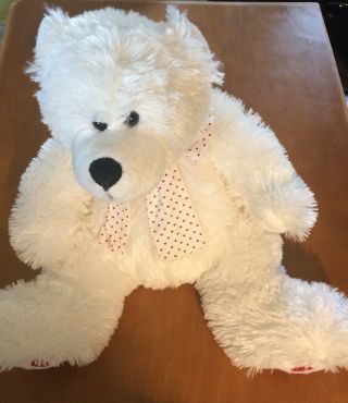 Boyd’s Bears And Friends Shaggy White Bear Plush With Red Heart Paws 12 "